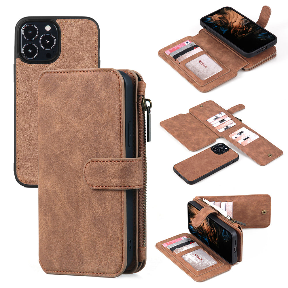 MEGSHI 007 Series TPU PC Phone Shell for iPhone 13 Pro Max 6.7 inch Case with Detachable PU Leather Wallet MEGSHI 007 Series TPU PC Phone Shell for iPhone 13 Pro Max 6.7 inch Case with Detachable PU Leather Wallet